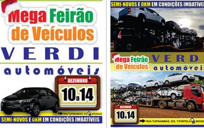 Mega Feirão de Veículos Verdi Automóveis do dia 10 á 14 de Dezembro.