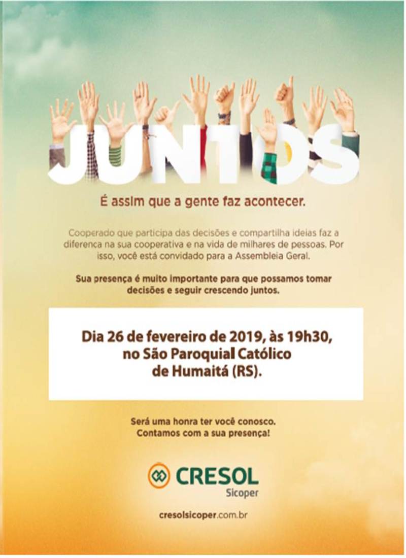Cresol Humaitá, Realizará Assembleia